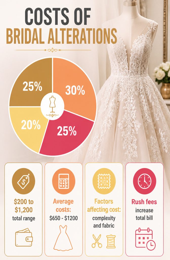 Information image outlining costs of bridal alterations.