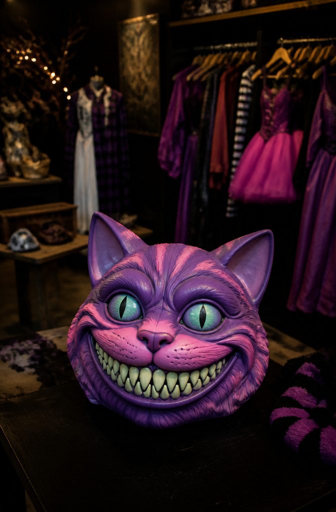 13 Cheshire Cat Dress Costume Types for Every Style 10 Cheshire Cat deluxe latex adult costume mask with detailed features.