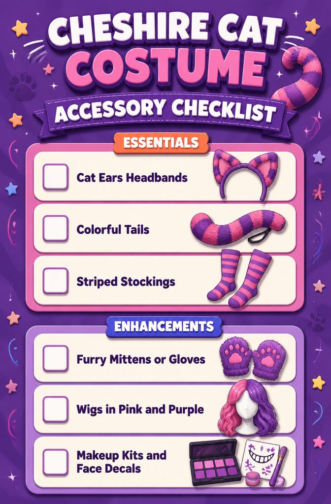 13 Cheshire Cat Dress Costume Types for Every Style 14 Cheshire Cat costume accessories including ears and tail.