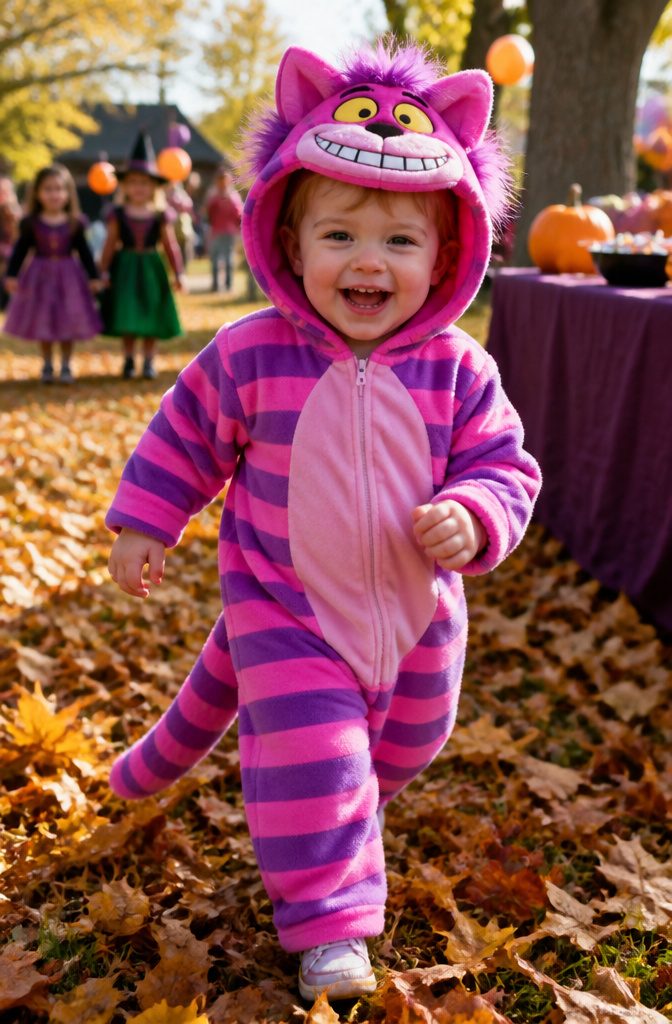 13 Cheshire Cat Dress Costume Types for Every Style 8 Toddler Cheshire Cat costume onesie in purple and pink.