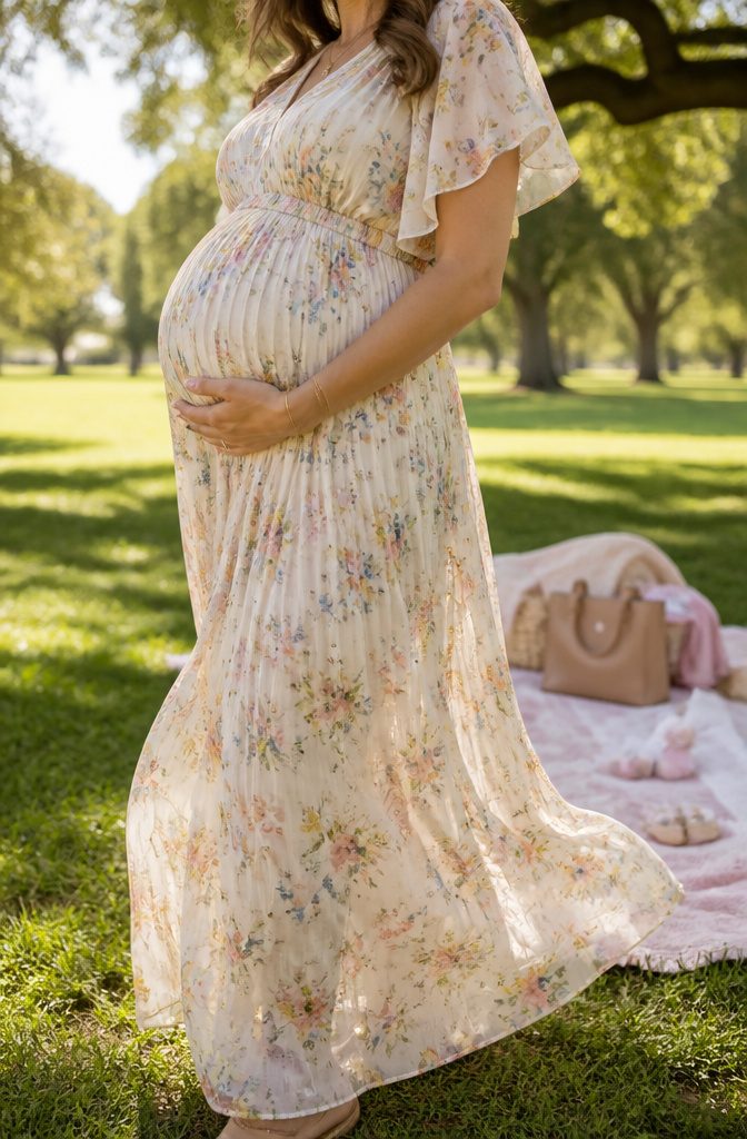 Maternity dresses displayed for rental through Nuuly.