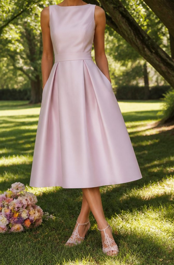 A midi dress suitable for cocktail and semi-formal events.