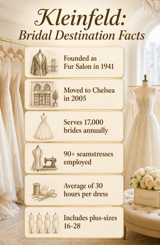 Information graphic about Kleinfeld's history as a bridal destination.
