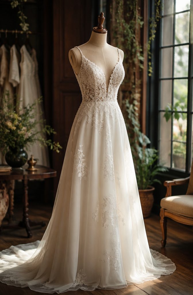 A photograph showcasing wedding dresses available for rent on By Rotation.